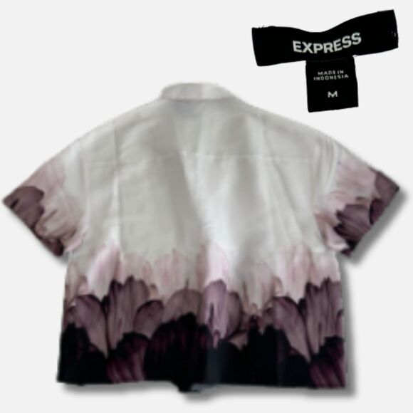 Express Gradient Floral Button-Up Shirt – Size M - Picture 3 of 3